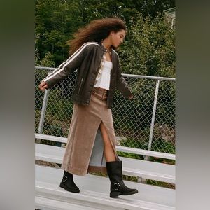 NWT BDG Mandi Maxi Skirt Small Distressed Long Suede Denim Urban Outfitters